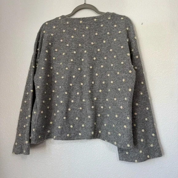 Madewell Texture & Thread Boxy Bobble Cardigan Polka dot Grey Size: Medium - Picture 4 of 12